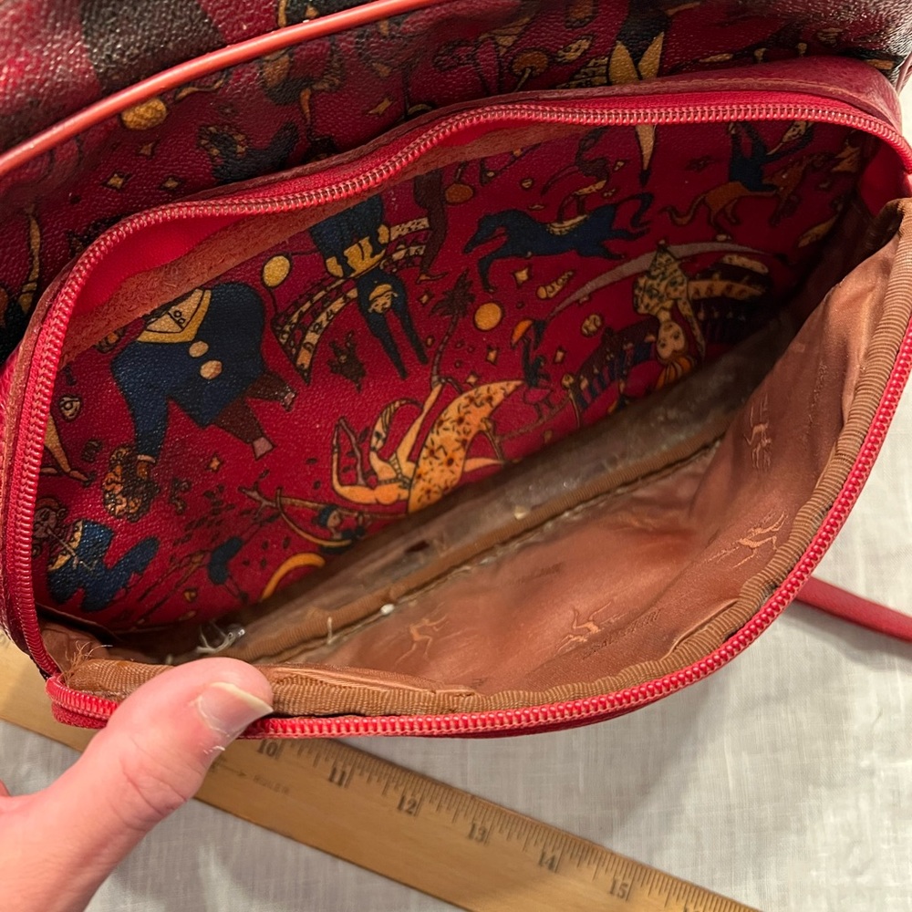 Vintage 90s Piero Guidi Magic Circus Red Shoulder Bag - Picture 7 of 11